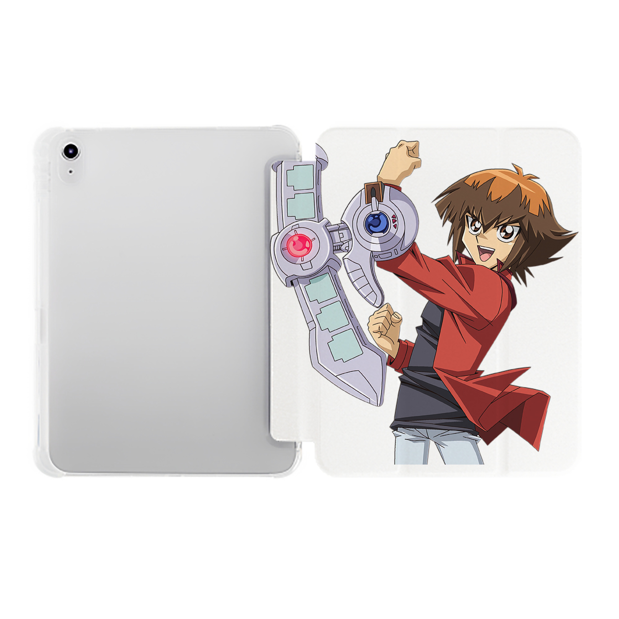 （画像用） 遊☆戯☆王 Yu-Gi-Oh! IPad ケース ペン収納付き 三つ折りスタンド PUレザー×シリコン 対応機種9.5/10.5/10.9インチ